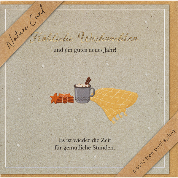 Weihnachten Nature Cards unverpackte Weihnachtskarten mit Briefumschlag Lebkuchenhaus Schnee Lebkuchen