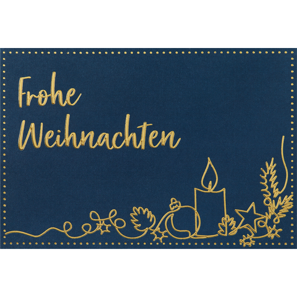 Weihnachten unverpackte Weihnachtskarten mit Briefumschlag Frohe Weihnachten Kerze Stern Goldfolie