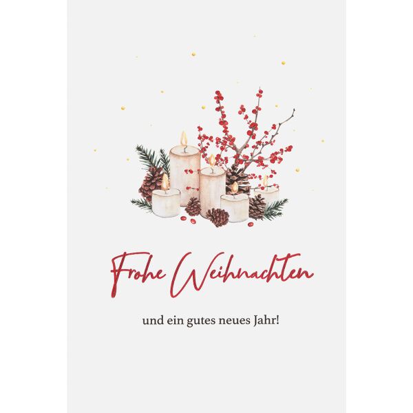 Weihnachten unverpackte Weihnachtskarten mit Briefumschlag Kerzen Zweige Tannenzapfen Frohe Weihnachten