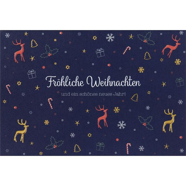 Weihnachten unverpackte Weihnachtskarten mit Briefumschlag Hirsche Tannenbaum Schneeflocken Geschenke