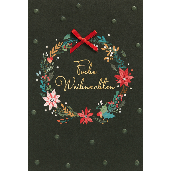 Weihnachten unverpackte Weihnachtskarten mit Briefumschlag Blumenkranz Zweige Frohe Weihnachten Blindprägung Goldfolie