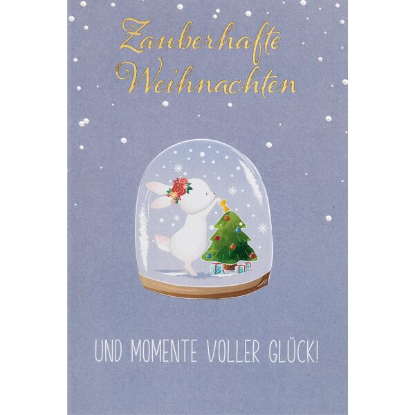 Weihnachten unverpackte Weihnachtskarten mit Briefumschlag Schneekugel Hase Tannenbaum Zauberhafte Weihnachten