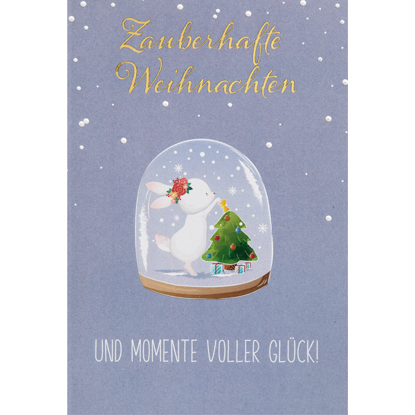 Weihnachten unverpackte Weihnachtskarten mit Briefumschlag Schneekugel Hase Tannenbaum Zauberhafte Weihnachten