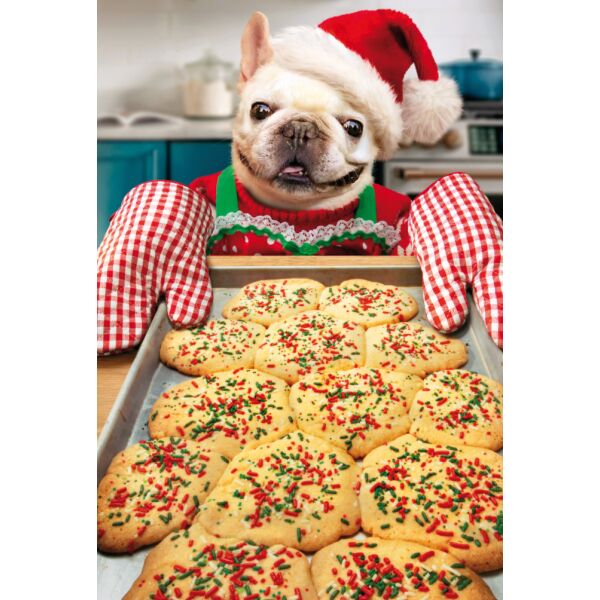 Weihnachten unverpackte Weihnachtskarten mit Briefumschlag Plätzchen backen Bulldogge