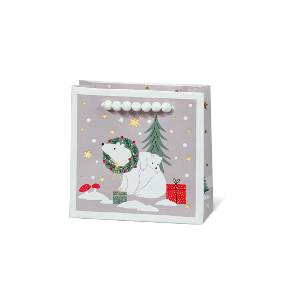 Geschenktaschen klein Weihnachten Eisbären Kranz Geschenk Tannenbaum