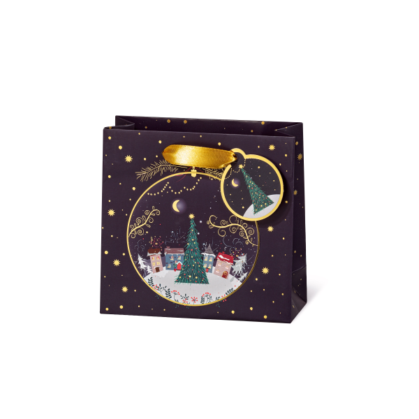Geschenktaschen klein Weihnachten Winterstadt Tannenbaum Anhänger