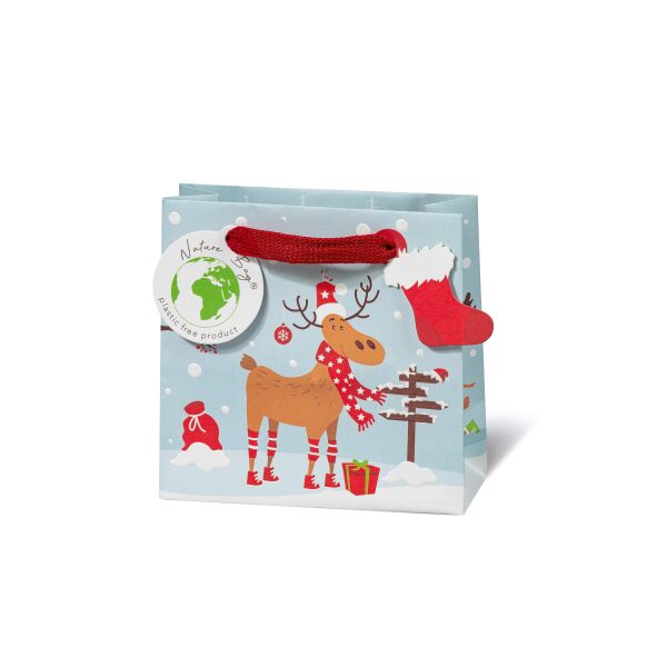 Geschenktaschen klein Weihnachten Rentier Wegweiser Socke Anhänger