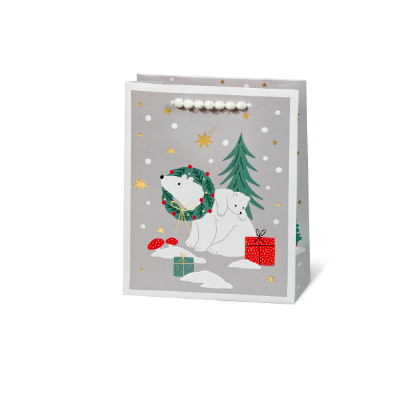 Geschenktaschen medium Weihnachten Eisbären Kranz Geschenk Tannenbaum
