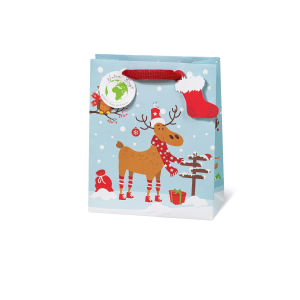 Geschenktaschen medium Weihnachten Rentier Wegweiser Socke Anhänger