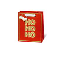 Geschenktaschen medium Weihnachten HO HO HO Goldrand...