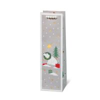 Geschenktaschen Flasche Weihnachten Eisbären Kranz...