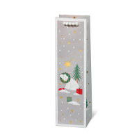 Geschenktaschen Flasche Weihnachten Eisbären Kranz...