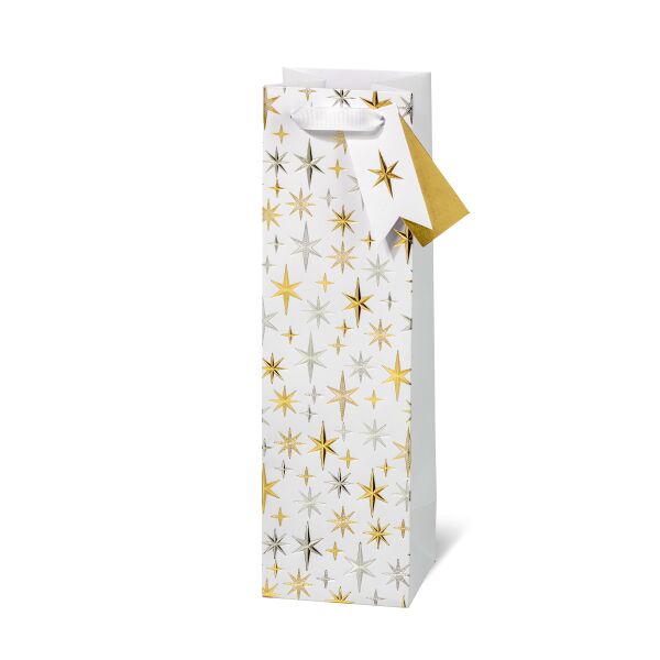 Geschenktaschen Flasche Weihnachten Elegante Sterne mit Goldfolie Silberfolie Wimpel Anhänger