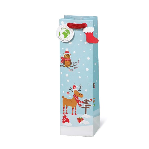 Geschenktaschen Flasche Weihnachten Rentier Wegweiser Socke Anhänger