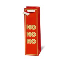 Geschenktaschen Flasche Weihnachten HO HO HO Goldrand...