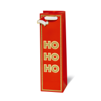 Geschenktaschen Flasche Weihnachten HO HO HO Goldrand...