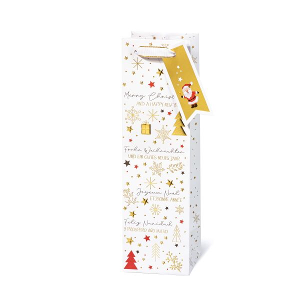 Geschenktaschen Flasche Weihnachten Frohe Weihnachten Merry Christmas mehrsprachig