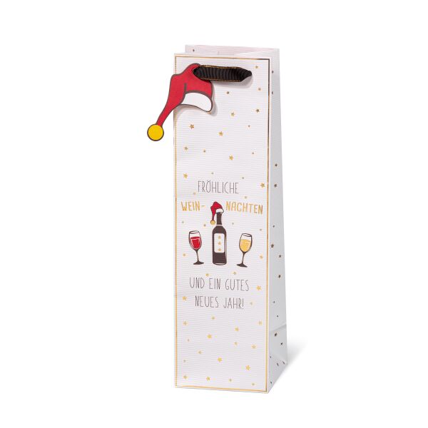 Geschenktaschen Flasche Weihnachten Eisbären Kranz Geschenk Tannenbaum