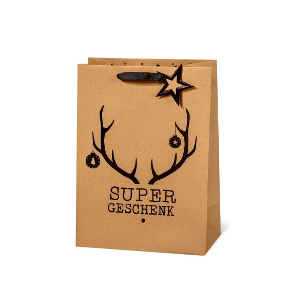 Geschenktaschen groß Weihnachten Super Geschenk Geweih Stern Anhänger
