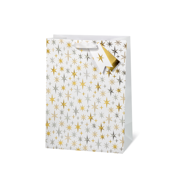 Geschenktaschen groß Weihnachten Elegante Sterne mit Goldfolie Silberfolie Wimpel Anhänger