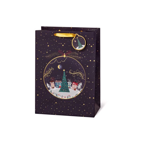 Geschenktaschen groß Weihnachten Winterstadt Tannenbaum Anhänger