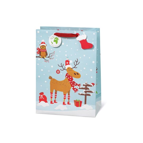 Geschenktaschen groß Weihnachten Rentier Wegweiser Socke Anhänger