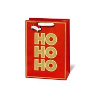 Geschenktaschen groß Weihnachten HO HO HO Goldrand...