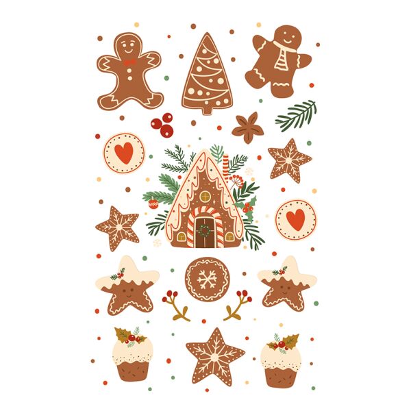 Weihnachten Sticker Aufkleber 2 Bogen Weihnachts-Sticker Lebkuchen