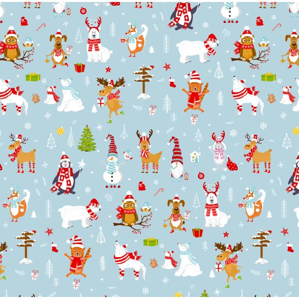 Geschenkpapier Weihnachten Röllchen 70 x 150cm Rentier Wegweiser Eule Pinguin Hund Katze Eisbär