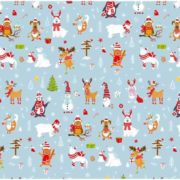 Geschenkpapier Weihnachten Röllchen 70 x 150cm Rentier Wegweiser Eule Pinguin Hund Katze Eisbär