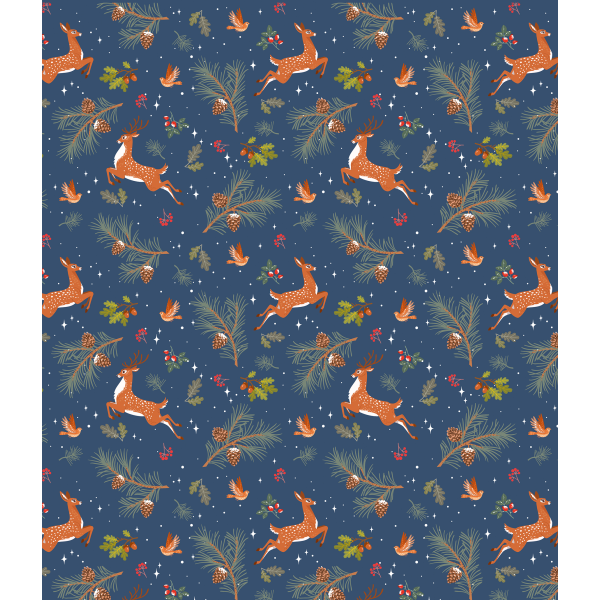 Geschenkpapier Weihnachten Röllchen 70 x 150cm Rentiere Tannenzweige Mistelzweige Vögel