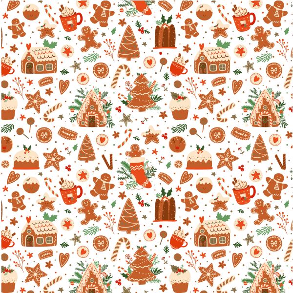 Geschenkpapier Weihnachten Röllchen 70 x 150cm Lebkuchen Motive