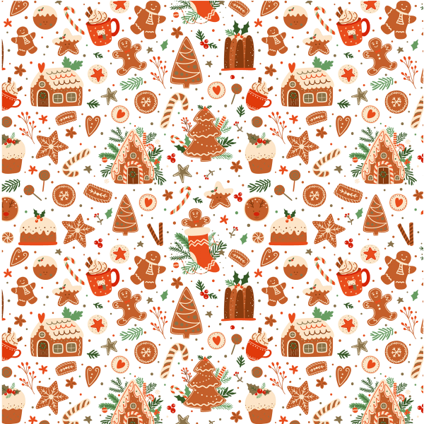 Geschenkpapier Weihnachten Röllchen 70 x 150cm Lebkuchen Motive