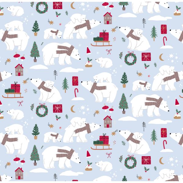 Geschenkpapier Weihnachten Röllchen 70 x 150cm Eisbären Kranz Geschenk Tannenbaum
