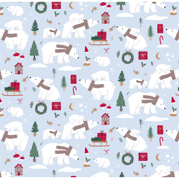 Geschenkpapier Weihnachten Röllchen 70 x 150cm Eisbären Kranz Geschenk Tannenbaum