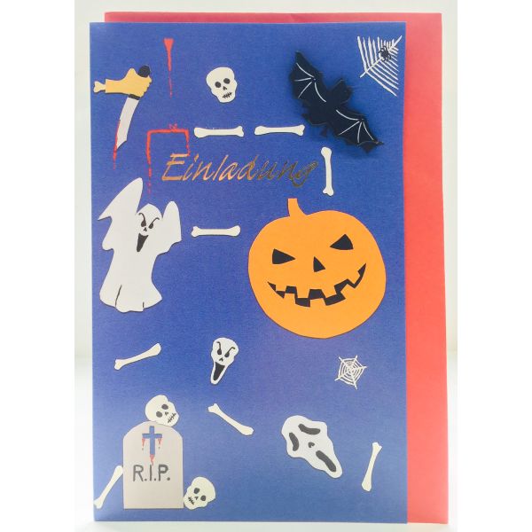 Halloween - Einladungskarte für Halloween - Format 11,5 x 17 cm mit Briefumschlag - Einladung zur Halloween-Party