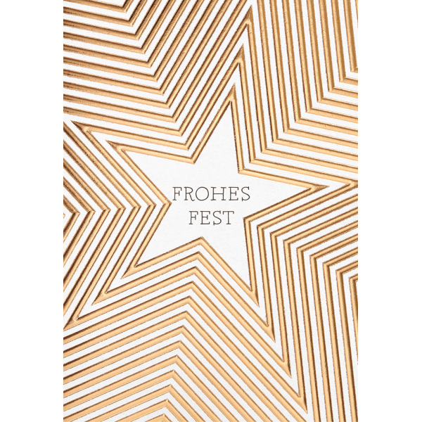 Weihnachten  unverpackte Weihnachtskarte mit Umschlag Goldene Sterne Frohes Fest