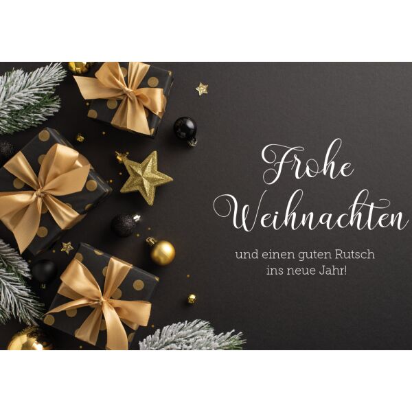 Weihnachten  unverpackte Weihnachtskarte mit Umschlag Tannenzweige Geschenke Christbaumkugeln