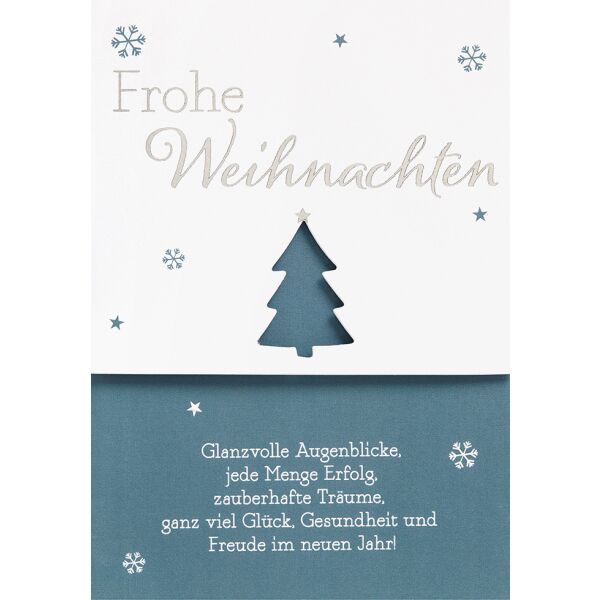 Weihnachten  unverpackte Weihnachtskarte mit Umschlag Schneeflocken Tannenbaum Freude im neuen Jahr
