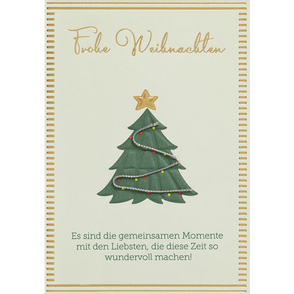 Weihnachten  Weihnachtskarte mit Umschlag Tannenbaum Goldfolie Wundervolle Zeit