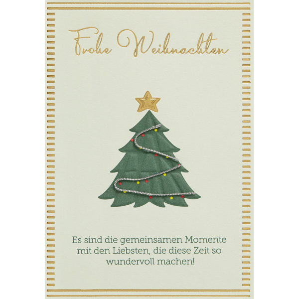 Weihnachten  Weihnachtskarte mit Umschlag Tannenbaum Goldfolie Wundervolle Zeit