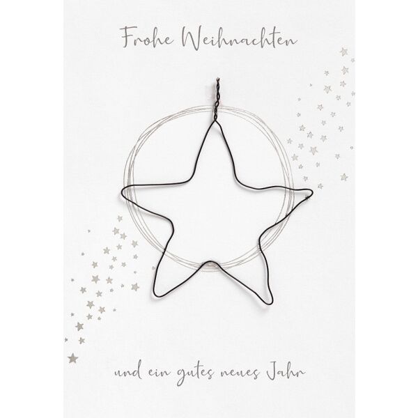Weihnachten  Weihnachtskarte mit Umschlag Drahtstern gestanzte Sterne Frohe Weihnachten