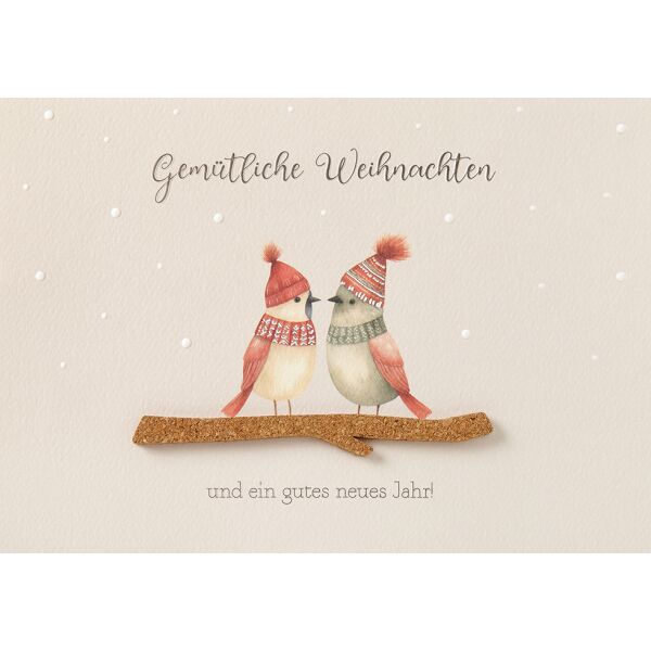 Weihnachten Moments unverpackte Weihnachtskarte mit Umschlag Gemütliche Weihnachten Vögel Ast aus Kork