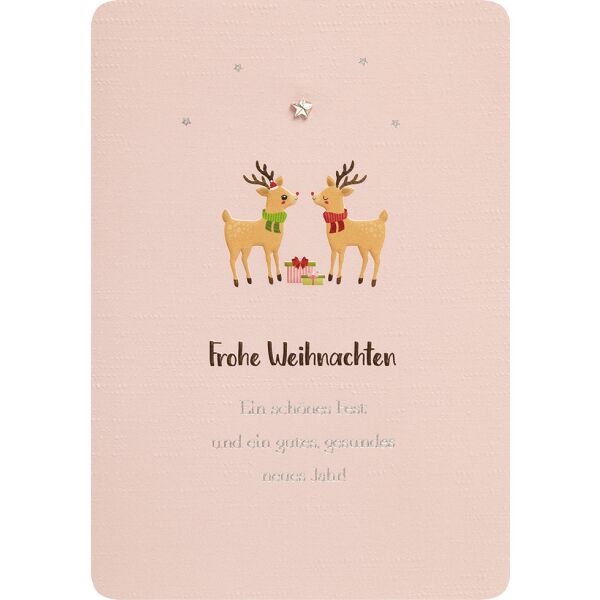 Weihnachten Finest unverpackte Weihnachtskarte mit Umschlag Hirsche Frohe Weihnachten Silberfolie
