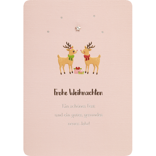 Weihnachten Finest unverpackte Weihnachtskarte mit Umschlag Hirsche Frohe Weihnachten Silberfolie