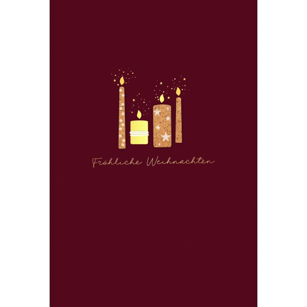 Weihnachten Handmade Weihnachtskarte mit Briefumschlag brennende Kerzen Fröhliche Weihnachten