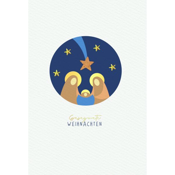 Weihnachten Handmade Weihnachtskarte mit Briefumschlag Maria Josef Jesus Christlich Gesegnete Weihnachten