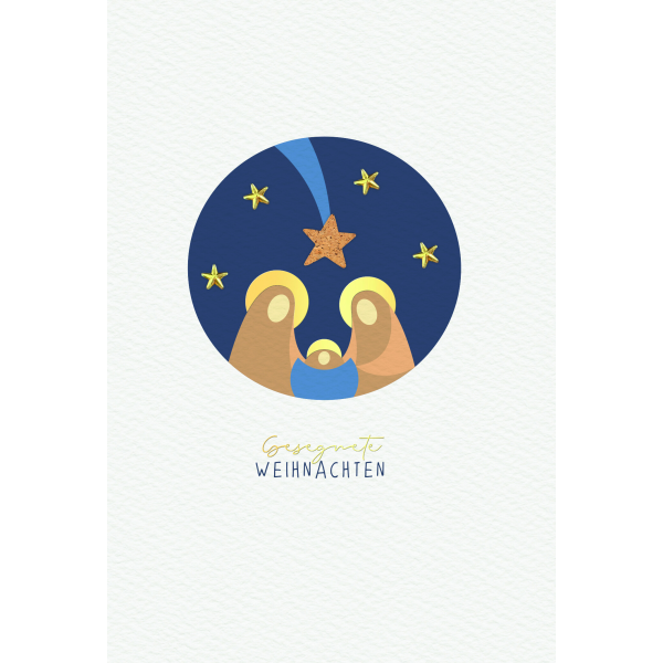 Weihnachten Handmade Weihnachtskarte mit Briefumschlag Maria Josef Jesus Christlich Gesegnete Weihnachten