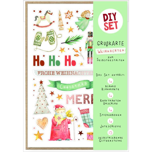 Weihnachten DIY Set Karte zum Selbstgestalten Ho Ho Ho Merry Christmas