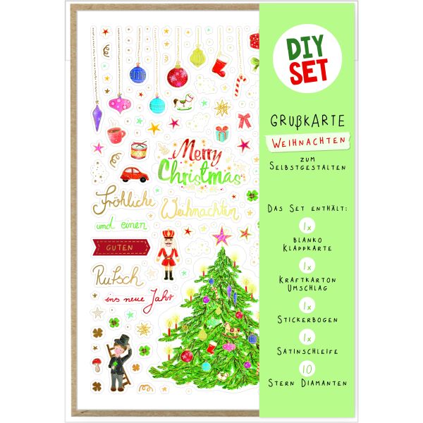 Weihnachten DIY Set Karte zum Selbstgestalten Guten Rutsch Tannenbaum